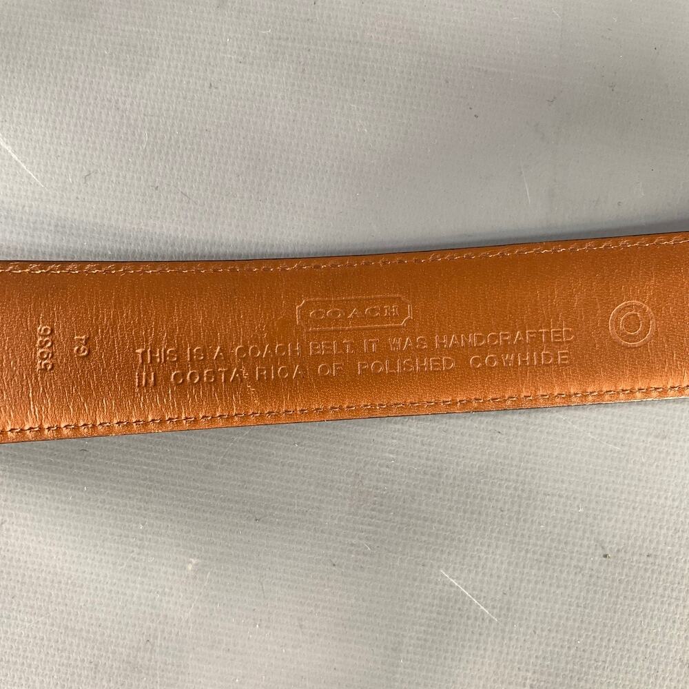 COACH Size 38 Black Solid Leather Belt - Picture 5 of 7